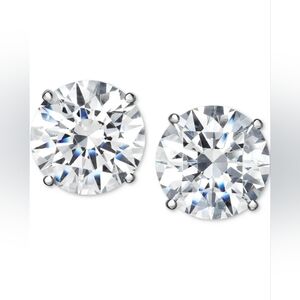 Solid 14k White Gold CZ Cubic Zirconia Stud Earrings with Pushbackings 1.78 Gr.